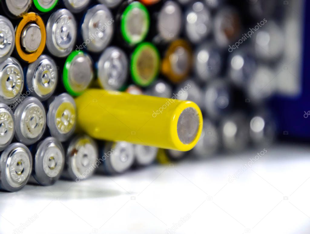 Salt and alkaline batteries, a source of energy for portable technology. AAA and AA batteries