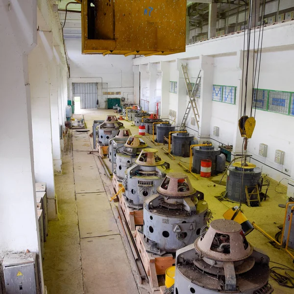 Engines of water pumps at a water pumping station. Pumping irrig