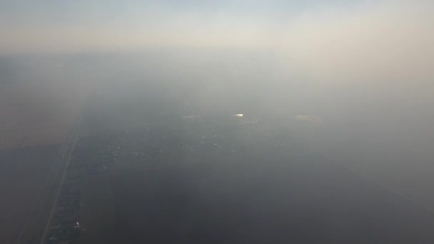 Füst Levegőben Rizs Mező Tüzek Hatásainak Égő Rizs Szalma — Stock videók