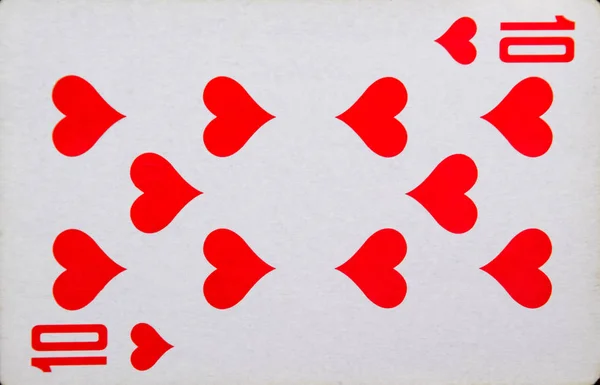 Playing card of a dozen of hearts, suit of hearts. — Stock Photo, Image
