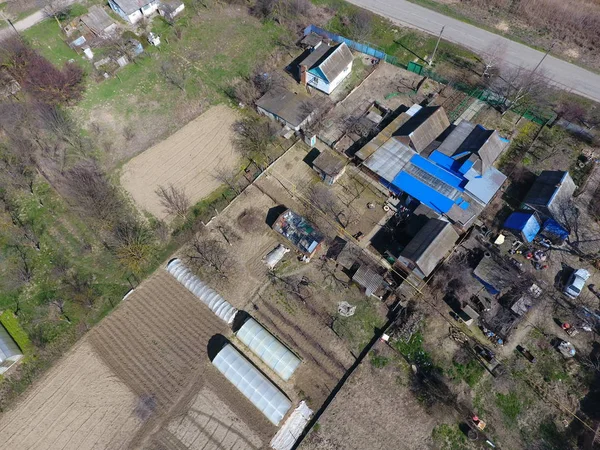 Vue du village d'en haut, potagers et jardins dans le village — Photo