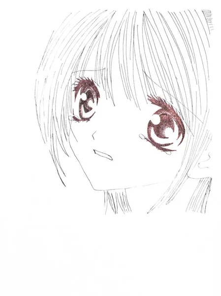 Drawing in the style of anime. Picture of a girl in the picture in the style of Japanese anime. — Stock Photo, Image