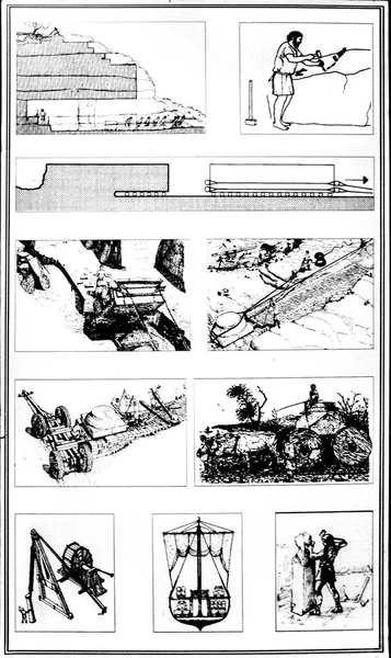 Dibujo narración de cómo en la antigüedad extraía piezas de mármol para la construcción y esculturas . — Foto de Stock