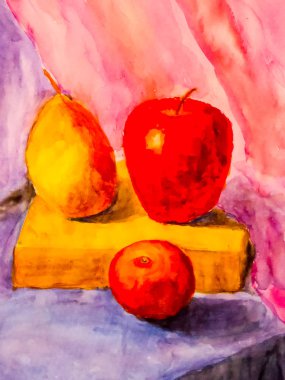 Resim natürmort. Armut ve elma tablo.