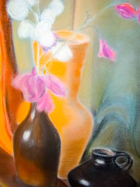 Natürmort. Bir natürmort, çiçekli vazo takip etti.