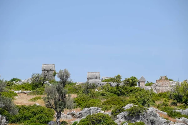 Ruínas da antiga cidade de Kekova na costa . — Fotografia de Stock