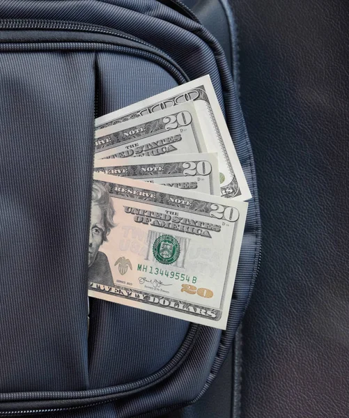 Dolar çantasının cebinde. Amerikan parası