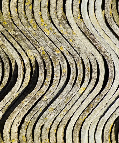 Corrugated slate lies in a pile, side view background texture of slate. — Stock Photo, Image