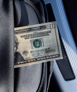 Dolar çantasının cebinde. Amerikan parası