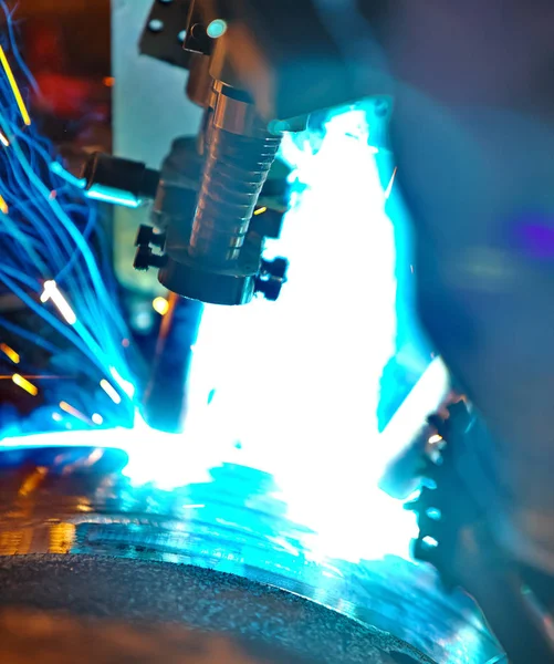 Butt welding underwater pipeline using automatic equipment — Stock Photo, Image