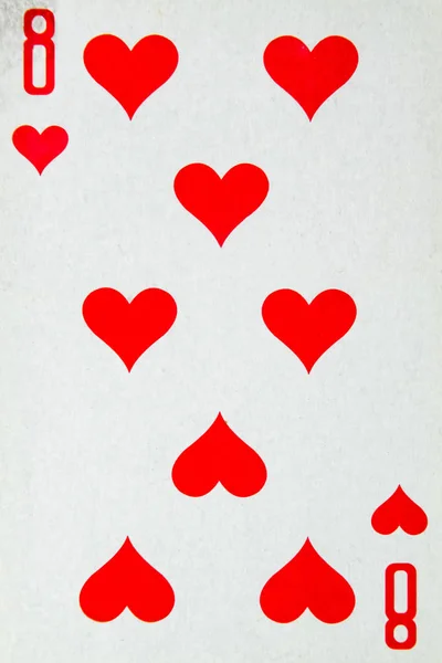 Card playing eight of hearts, suit of hearts. — Stock Photo, Image