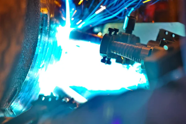 Butt welding underwater pipeline using automatic equipment — Stock Photo, Image