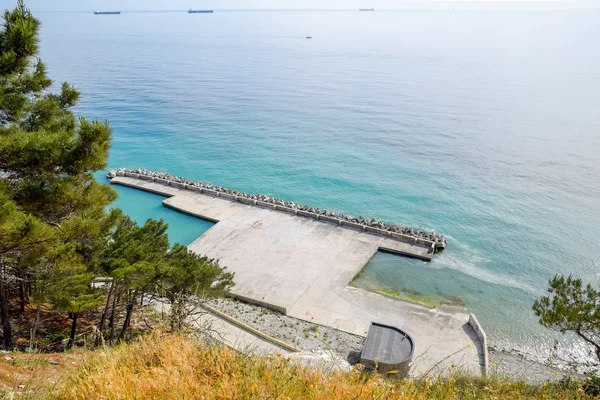 Concrete pier and sea pier on Black Sea, Breakwater at the concrete pier.