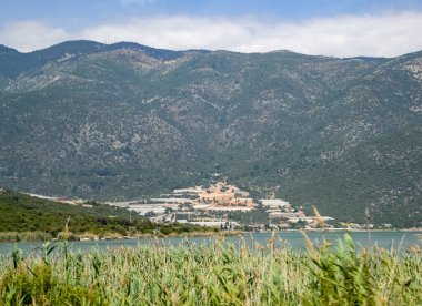 Deniz kıyısındaki yamaçlarda seralar.