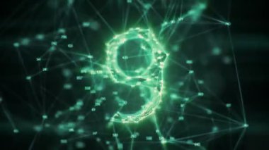 Yeşil Retro rasgele Digits pleksus Countdown - soyut hareket 4 k döndürme