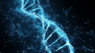 Hareketli arka plan dijital çokgen pleksus Dna molekülü rasgele digits döngü