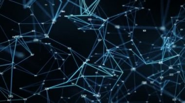 Hareketli arka plan - dijital çokgen rasgele Digits pleksus veri ağları