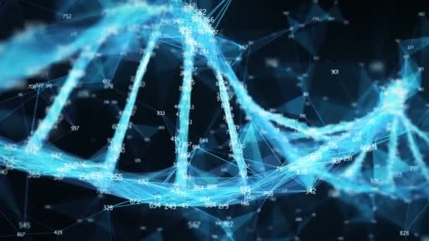 Fondo de movimiento Polígono digital Plexo ADN molécula dígitos aleatorios Bucle — Vídeo de stock