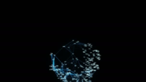 Voando através de dígitos aleatórios Funil de túnel do plexo digital — Vídeo de Stock