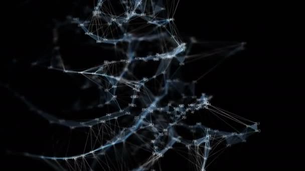 Soyut hareket dijital çokgen rasgele Digits pleksus veri ağları Alfa mat — Stok video