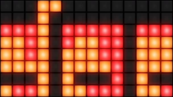 Barevné Disco klub taneční podlaha zeď zářící světelné mřížky vj smyčka v pozadí — Stock video