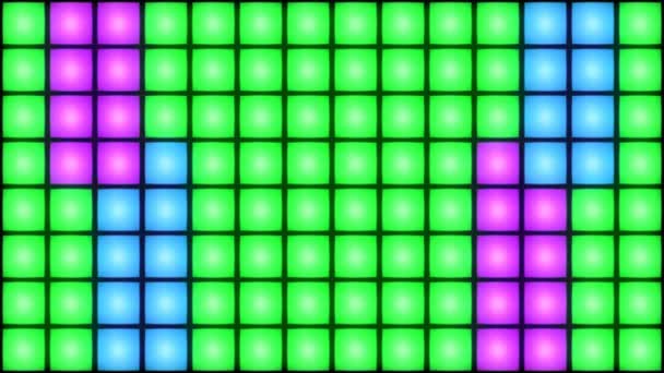 Красочный диско ночной клуб танцпол стены перчатки световая сетка фон vj loop — стоковое видео