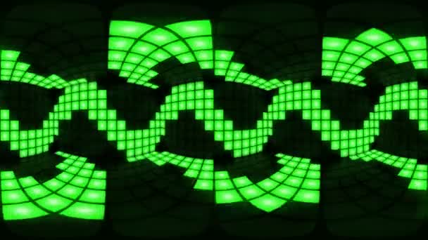 360 VR Disco verde discoteca pista de dança parede luz grade fundo vj loop — Vídeo de Stock