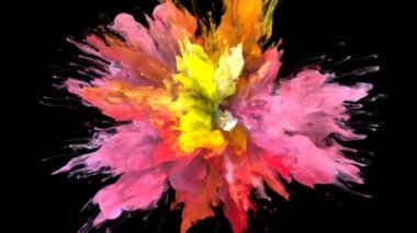 Seri çekim - renkli sarı pembe duman patlama sıvı parçacıkların Alfa mat renk