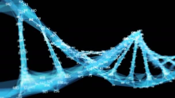 Цифровой полигон Молекула сплетения ДНК случайные цифры Петля Альфа-канал — стоковое видео