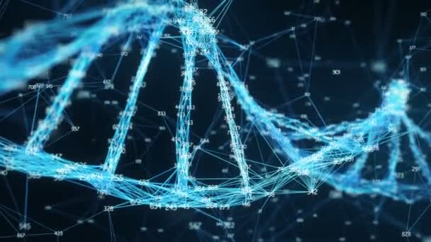 Hareketli arka plan dijital pleksus Dna molekülü rasgele digits döngü — Stok video