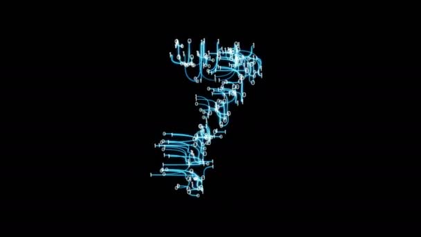 Digital Binary Pipes Plexus Countdown - Abstract Motion Alpha Matte 4k isolated — Stock Video
