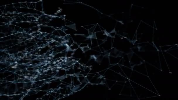 Abstracte beweging digitale veelhoek willekeurige cijfers Plexus Data netwerken Alpha mat — Stockvideo