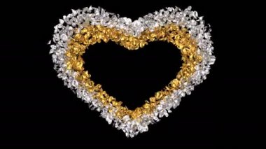 Romantik Sevgililer günü için anneler günü, altın gümüş gül çiçek yaprakları kalp şekli uçan düğün yıldönümü tebrik kartları, düğün davet Doğum günü e-kart Alfa mat sorunsuz imkanı 4 k döngü