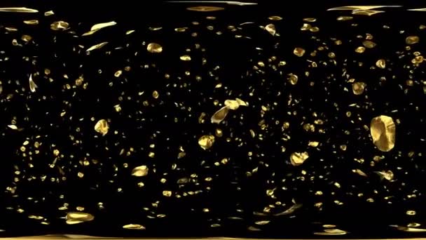 360 Romantisk Flygande Gyllene Metall Ros Blomma Kronblad För Alla — Stockvideo