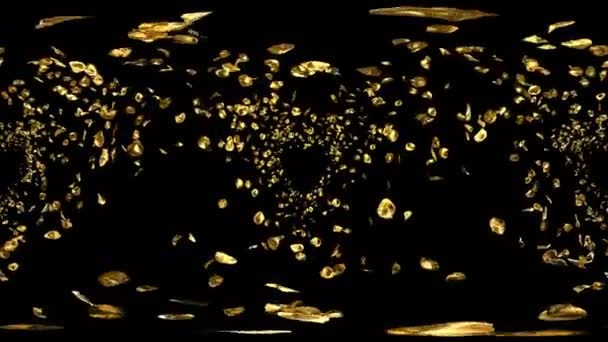 360 Romantic Flying Golden Metal Rose Flower Petals Valentine Day — стоковое видео