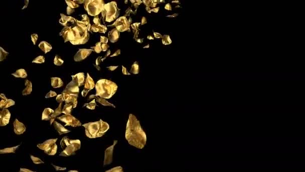 Romantic Flying Golden Metal Rose Flower Petals Valentine Day Mother — Wideo stockowe