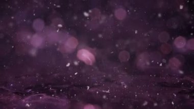 Kış Magenta hareket arka plan ışığı kar buzda düşen bokeh döngü defocused