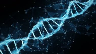 Dijital çokgen rasgele digits pleksus Dna molekülünün Görseller, biyoloji, biyoteknoloji, kimya, bilim, ilaç, kozmetik, hareketli arka plan, tıbbi kontrol paneli sorunsuz döngü için soyut