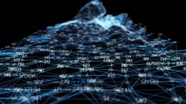 Rede Conexões Nós Abstrata Dígitos Aleatórios Polígono Plexo Para Visuais — Vídeo de Stock