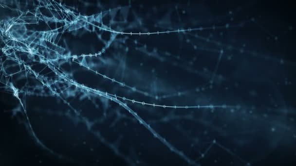 抽象二进制神经丛节点连接形成网络 面向视觉的南军互联网演示运动背景高科技科技工程医疗仪表板无缝回路 — 图库视频影像