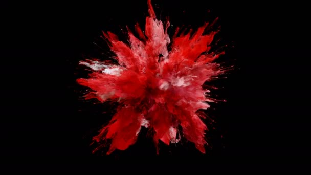 Red Color Burst - particules fluides à explosion de fumée colorées au ralenti alpha mat isolé sur blanc 