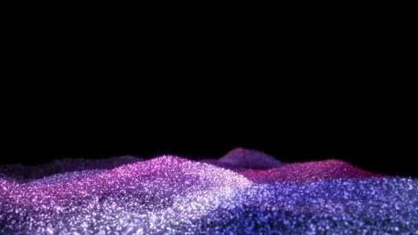 Блестящий Машет Движущимися Волнами Пурпурный Розовый Синий Блестки Фона Абстрактный — стоковое видео