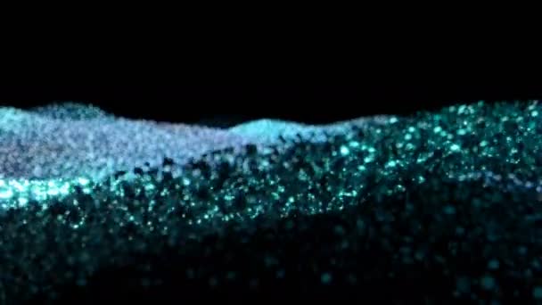 Glänzend Winkend Bewegend Fließend Wellig Cyanblau Glitter Hintergrund Abstrakt Nahtlos — Stockvideo