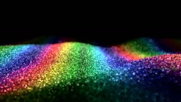 Glänzend Winkend Bewegten Fließenden Wellen Regenbogen Glitzerhintergrund Abstrakte Nahtlose Schleife — Stockvideo