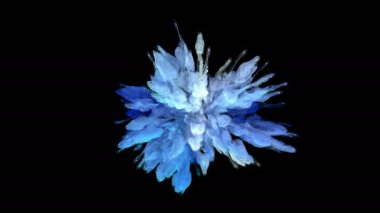 Hafif mavi renkli Burst - renkli duman patlama sıvı parçacıkların yavaş Alfa mat beyaz izole