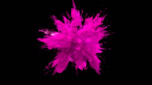 Magenta Color Burst - particules fluides d'explosion de fumée colorées au ralenti alpha mat isolé sur blanc 