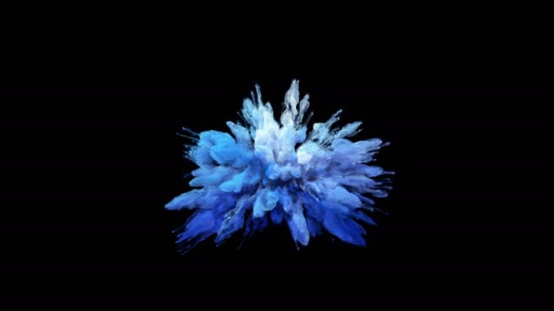 Gradient Blue Color Burst Particules Fluides Explosion Fumée Colorées Ralenti — Video