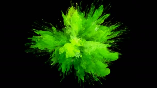 Acid Green Color Burst Particelle Fluide Esplosione Fumo Colorato Rallentatore — Video Stock