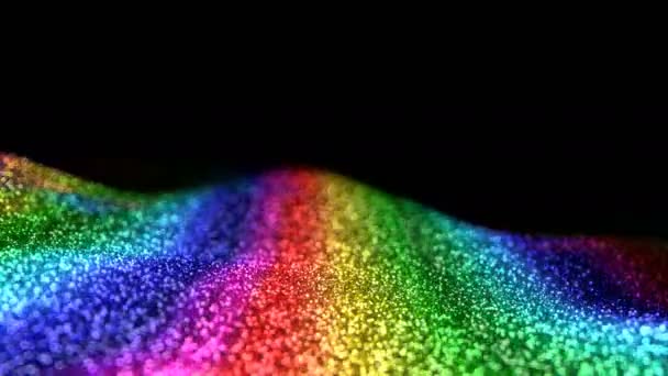 Kleurrijke regenboog glanzende bewegende glitter achtergrond abstract naadloze Vj lus deeltjes alpha mat — Stockvideo