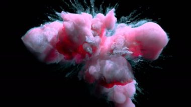 Pembe mavi renk Burst renkli duman tozu patlama sıvı mürekkep parçacıkları Alfa